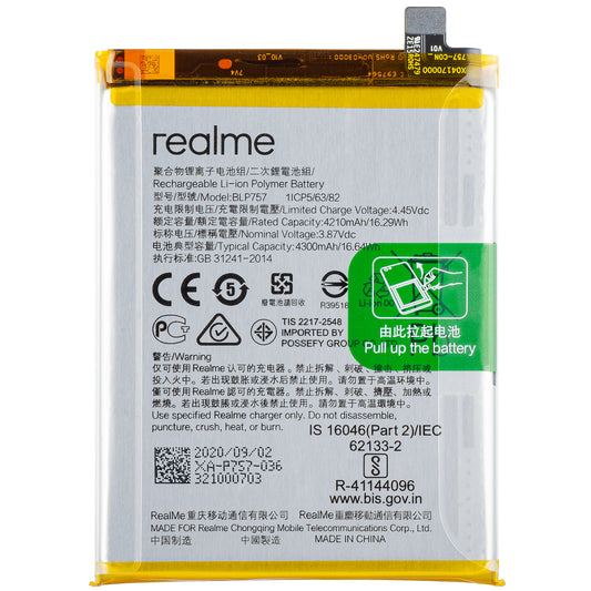Batterij Realme 6 / 6S / 6 Pro, BLP757, Service Pack 4903663