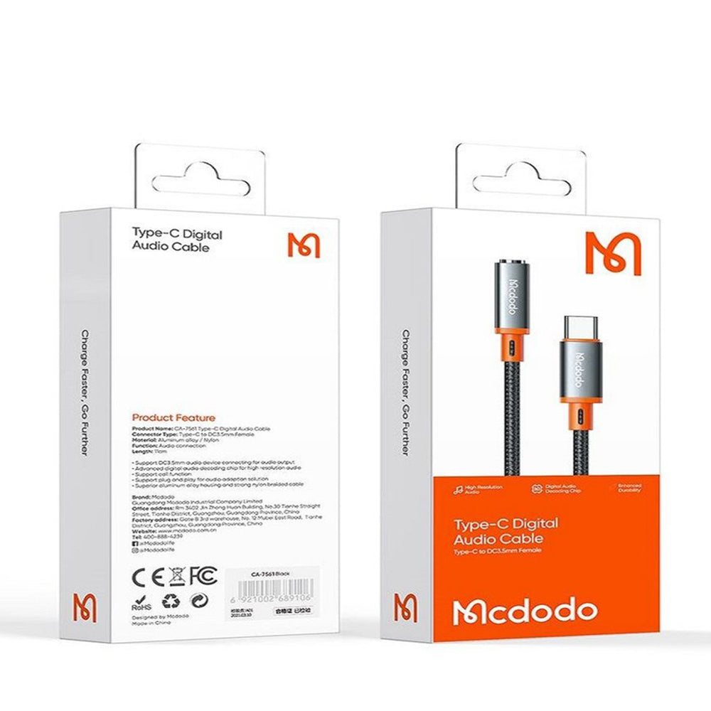 Audio Adapter USB-C - 3.5mm McDodo CA-7561, Zwart