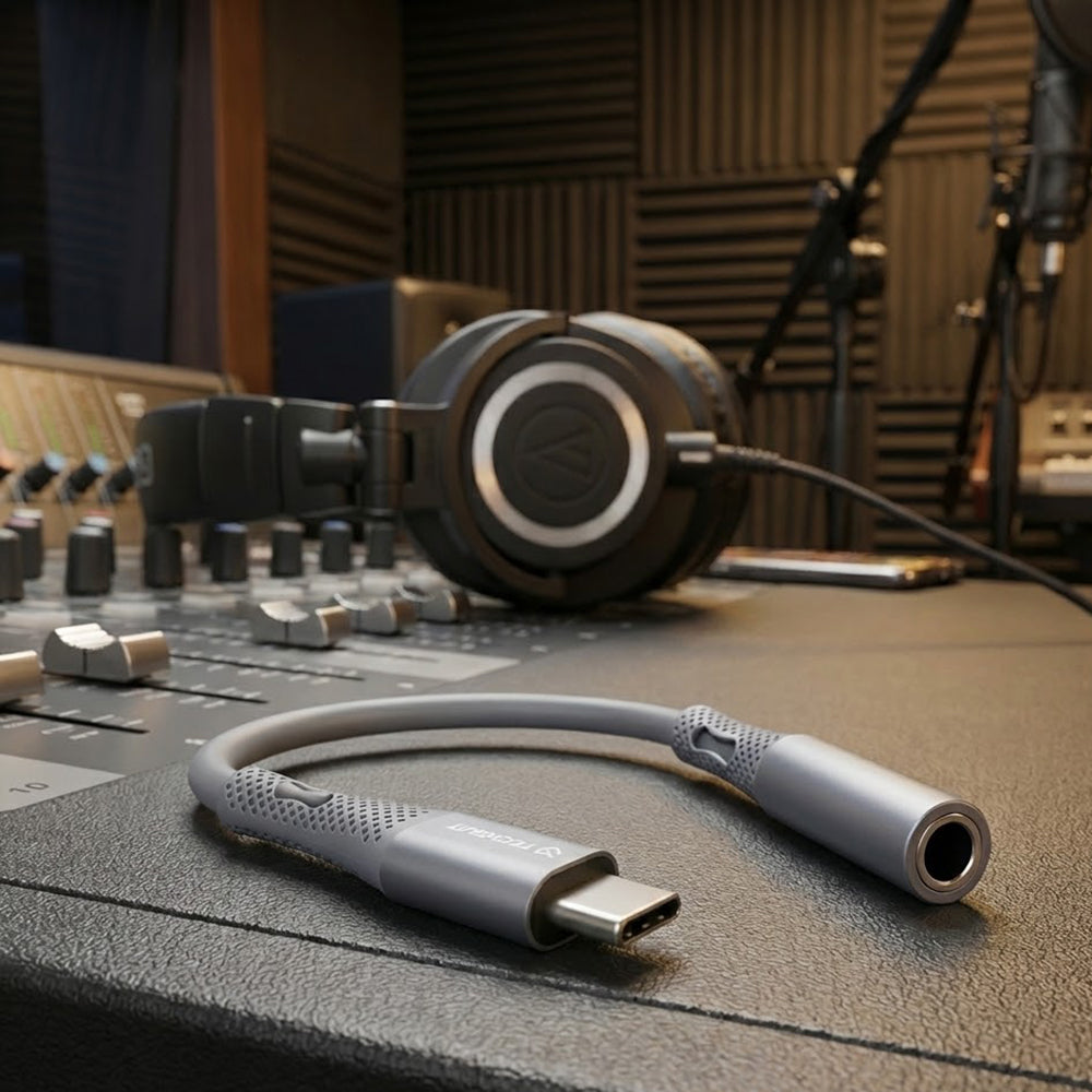 Audio Adapter USB-C - 3.5mm Techsuit AC1 SoundFlex, Grijs
