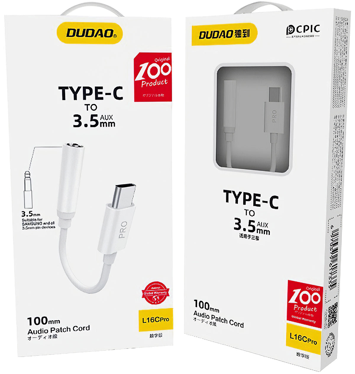 Audio Adapter USB-C - 3.5mm Dudao L16CPro, Wit