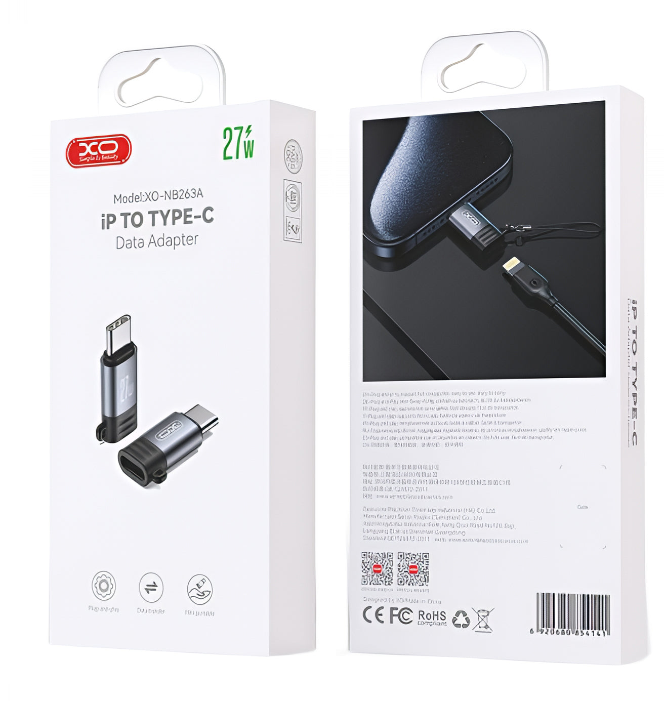 Lightning Data en Oplaad Adapter - USB-C XO Design NB263A, Zwart