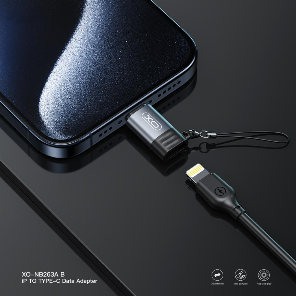Lightning Data en Oplaad Adapter - USB-C XO Design NB263B, Zwart