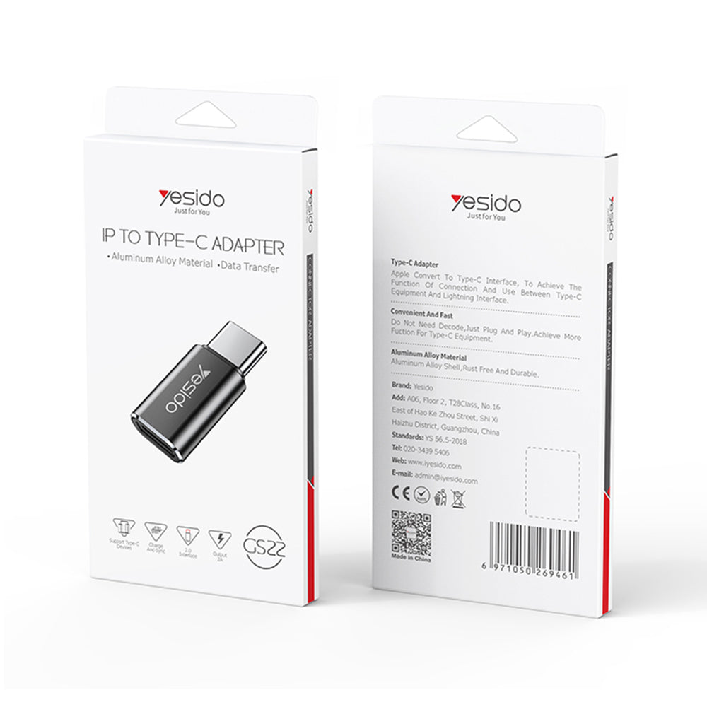 Adapter Data en Opladen Lightning - USB-C Yesido GS22, Gri