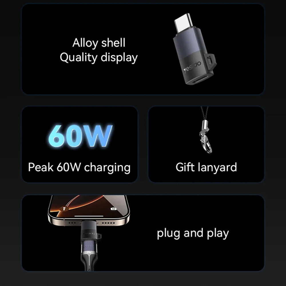 Data- en Oplaadadapter Lightning - USB-C Yesido GS28, Grijs