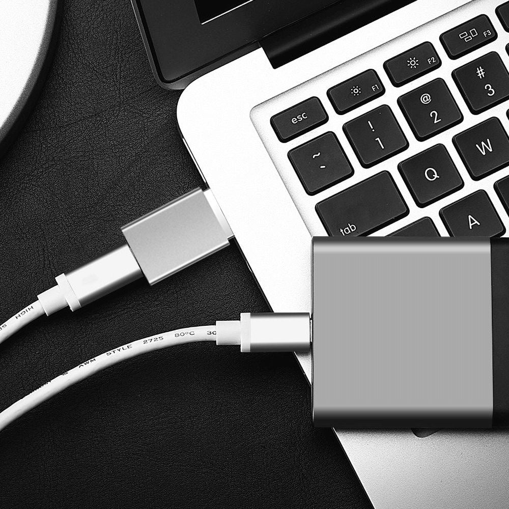 USB-C - USB-A Fixed Data- en Oplaadadapter, Grijs