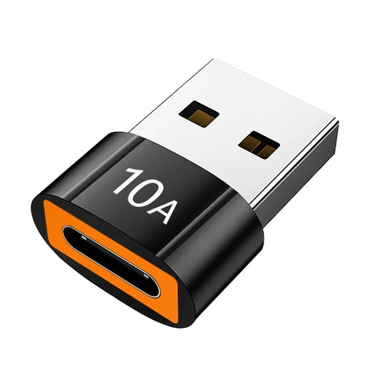USB-C - USB-A Data- en Oplaadadapter Techsuit A7 HyperPort, Zwart Oranje