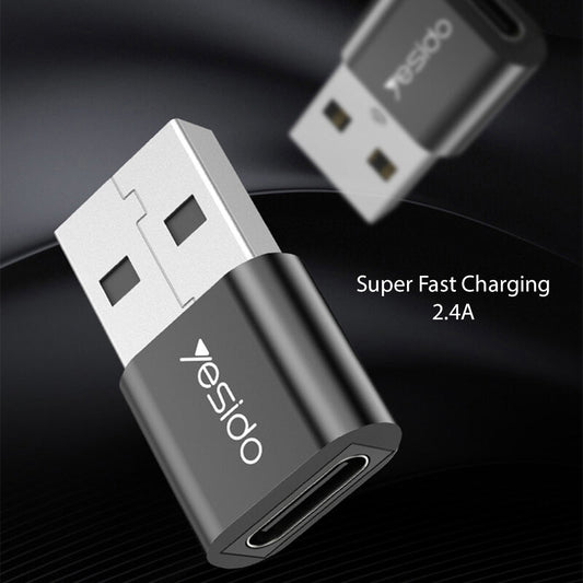 Data- en Oplaadadapter USB-C naar USB-A Yesido GS09, Zwart