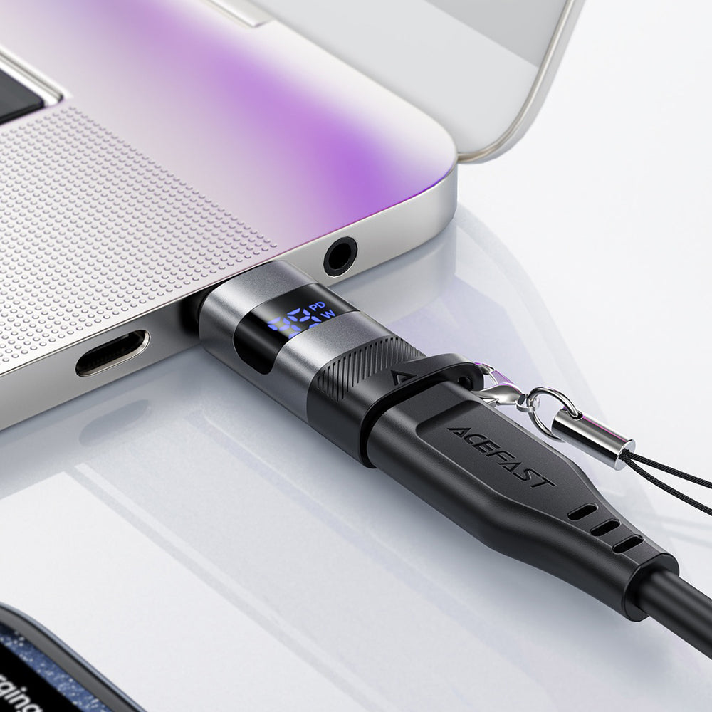 USB-C Data en Oplaad Adapter - USB-C Acefast J9 Display, Gri