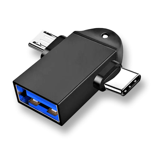 OTG-adapter microUSB / USB-C - USB-A Techsuit A16 TwoVoltX, Zwart