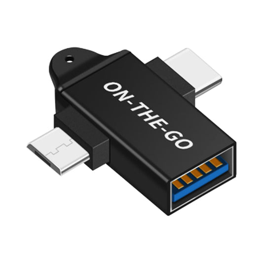 OTG-adapter microUSB / USB-C - USB-A Techsuit A15 AluCoreX, Zwart