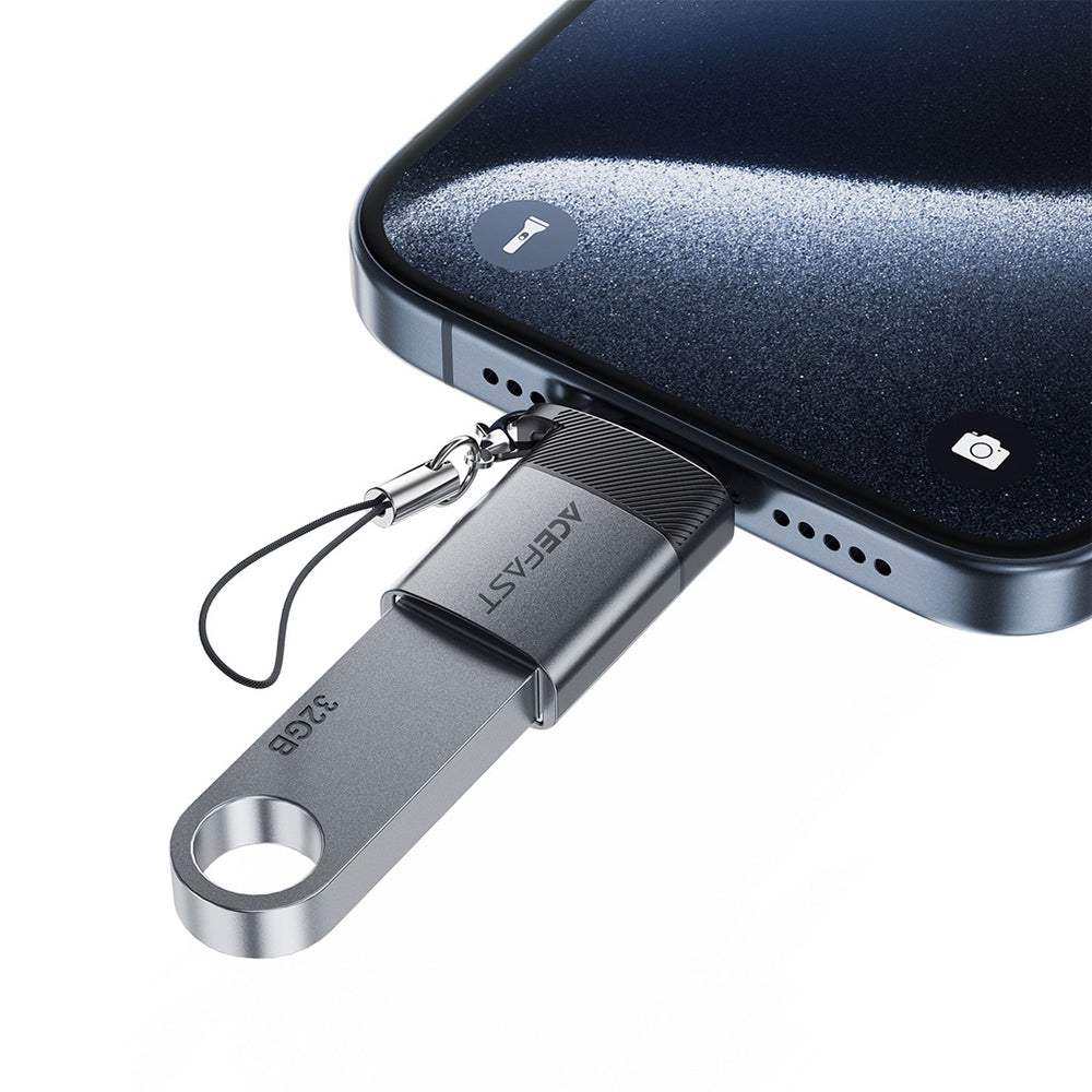 OTG Adapter USB-C - USB-A Acefast J7, Grijs