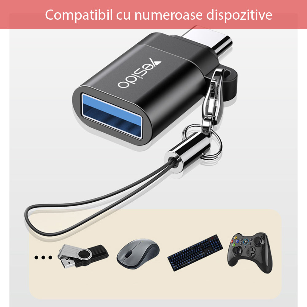 OTG Adapter USB-C - USB-A Yesido GS06, Zwart