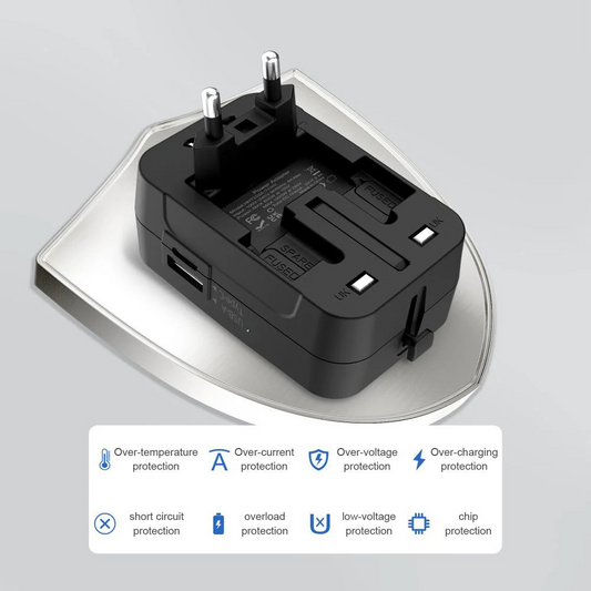 Tech-Protect TA300 Reisadapter EU / UK / US / AU, Zwart