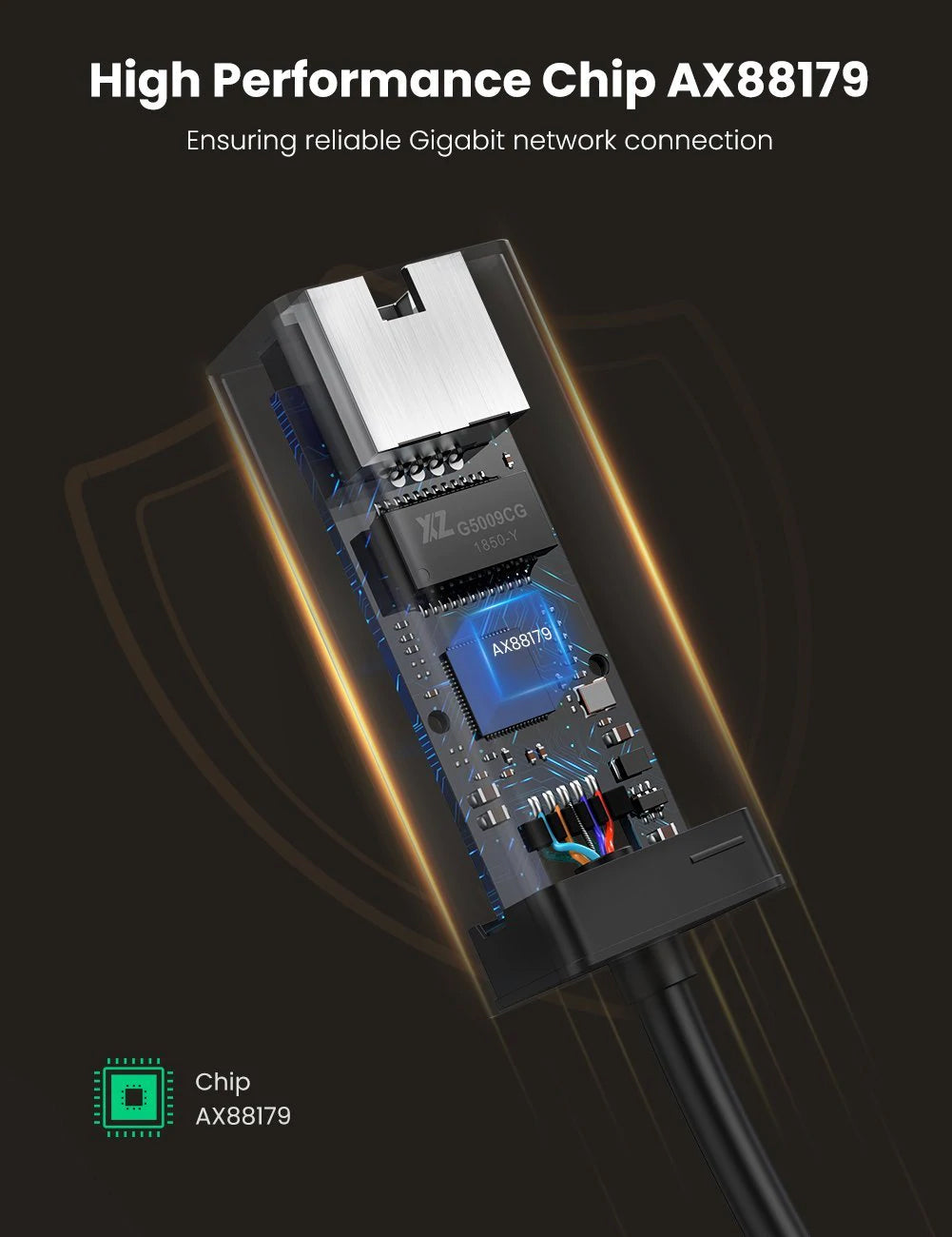 Netwerkkaart UGREEN CR111, RJ45, USB 3.0, Zwart