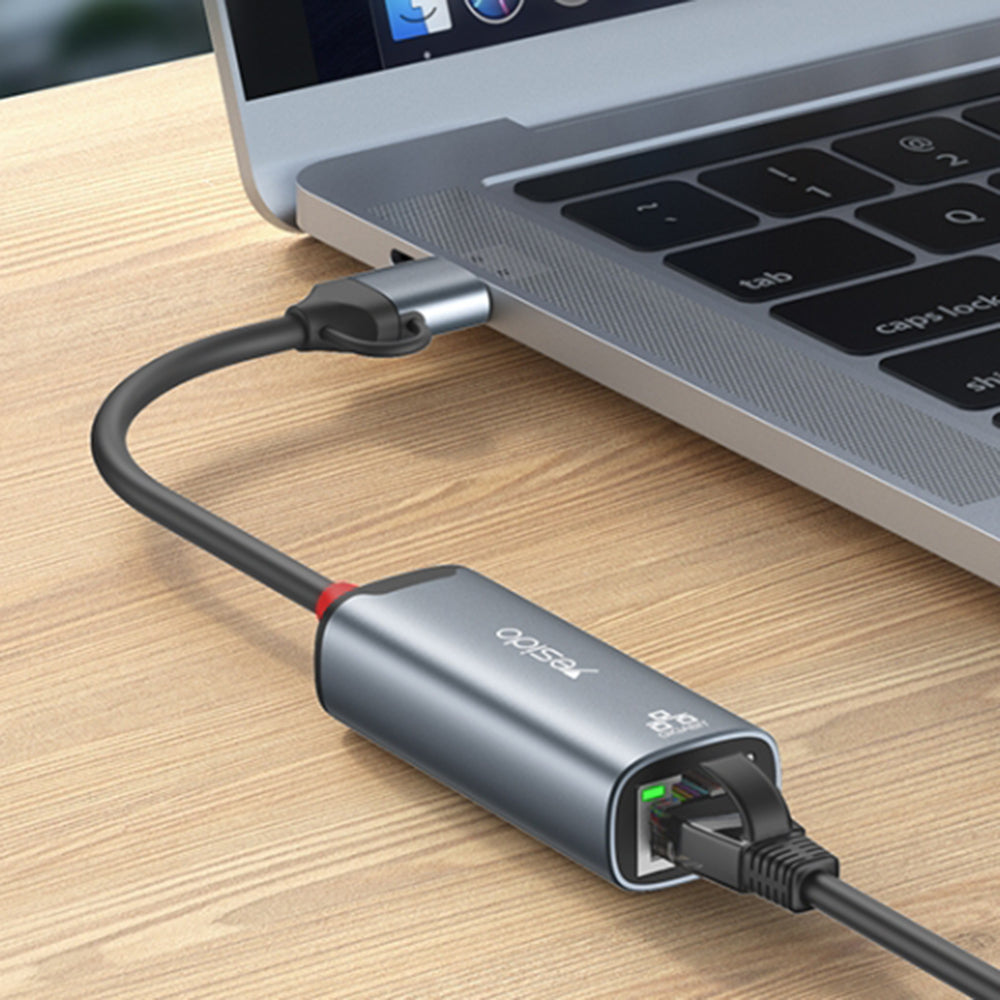 Netwerkkaart Yesido HB26, RJ45, USB / USB-C, Grijs