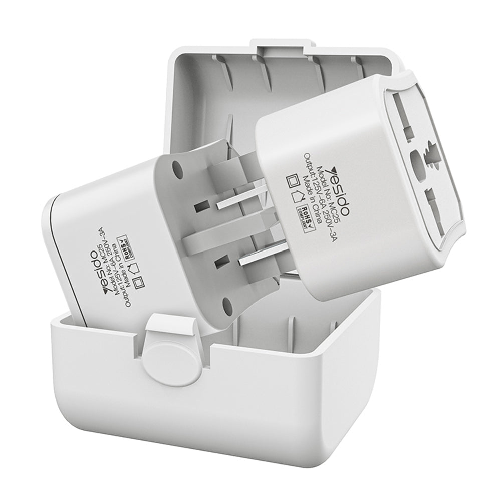 Netwerkadapter Yesido MC25 Travel CN/ US / EU / UK, Wit