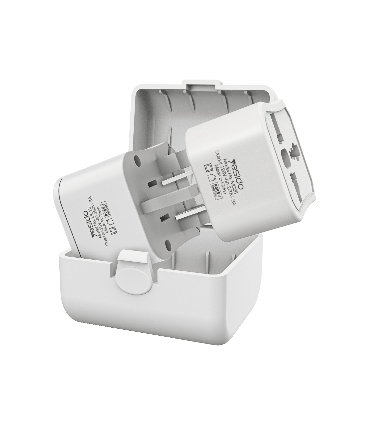 Netwerkadapter Yesido MC25 Travel CN/ US / EU / UK, Wit