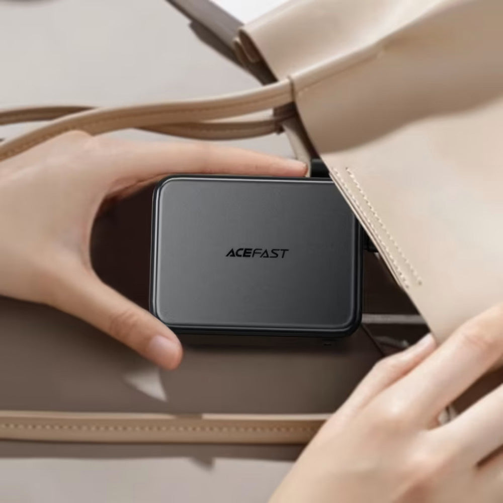 Acefast M28 External Battery, 10000mAh, 22.5W, QC + PD, 1 x USB-A - 2 x USB-C, Black