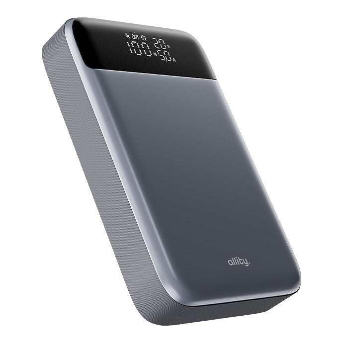 Externe Batterij Allity. APB-200 PocketPower, 19200mAh, 130W, QC + PD, 1 x USB-A - 2 x USB-C, Gri