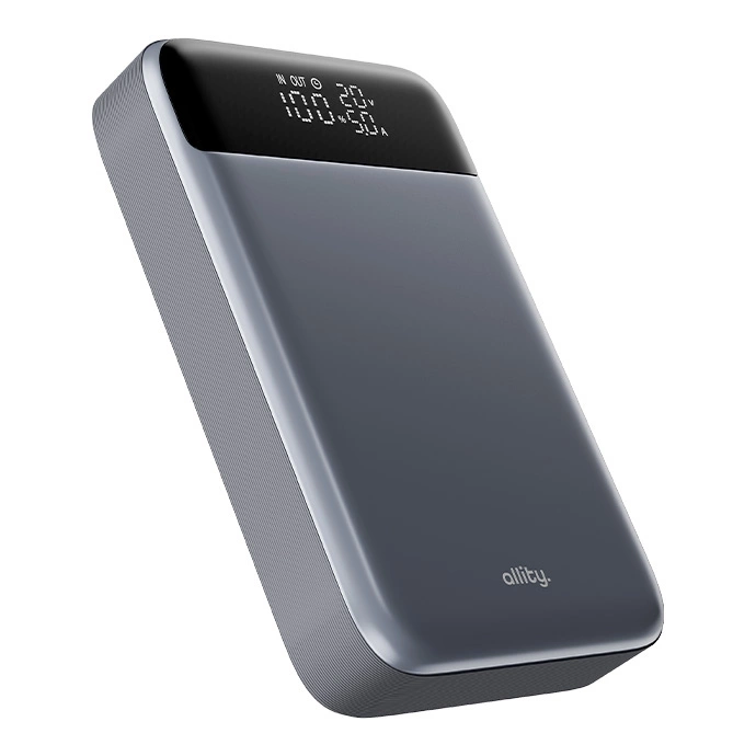Externe Batterij Allity. APB-200 PocketPower, 10000mAh, 33W, QC + PD, 1 x USB-A - 1 x USB-C, Gri
