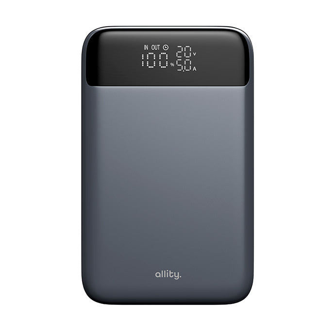 Externe Batterij Allity. APB-200 PocketPower, 19200mAh, 130W, QC + PD, 1 x USB-A - 2 x USB-C, Gri
