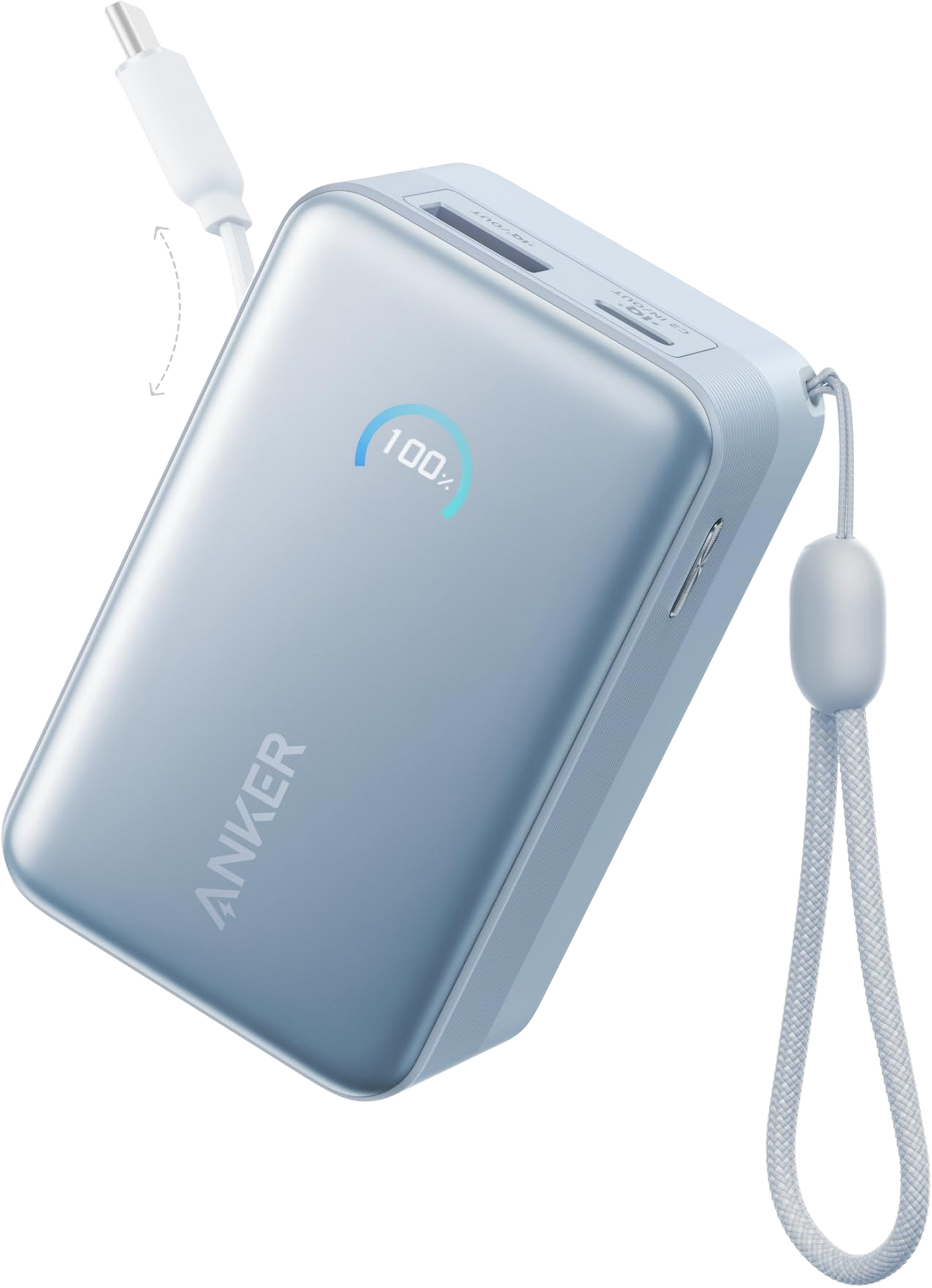 Anker Nano Externe Batterij, 10000mAh, 45W, QC + PD, 1 x USB-A - 2 x USB-C, Blauw