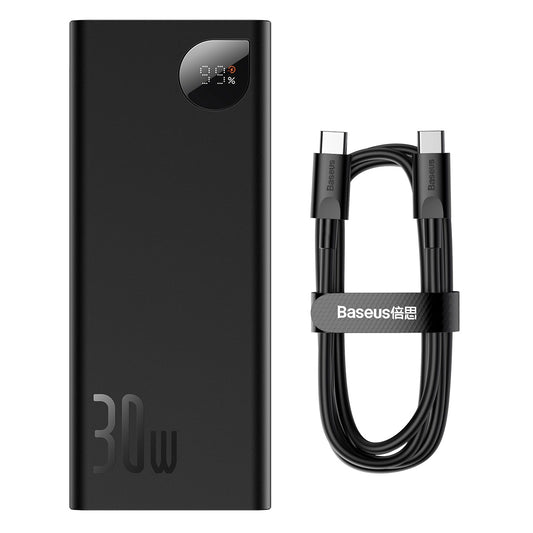 Baseus Adaman Externe Batterij, 20000mAh, 30W, QC + PD, 1 x USB-C - 2 x USB-A, Zwart PPAD030001 PPAD030001