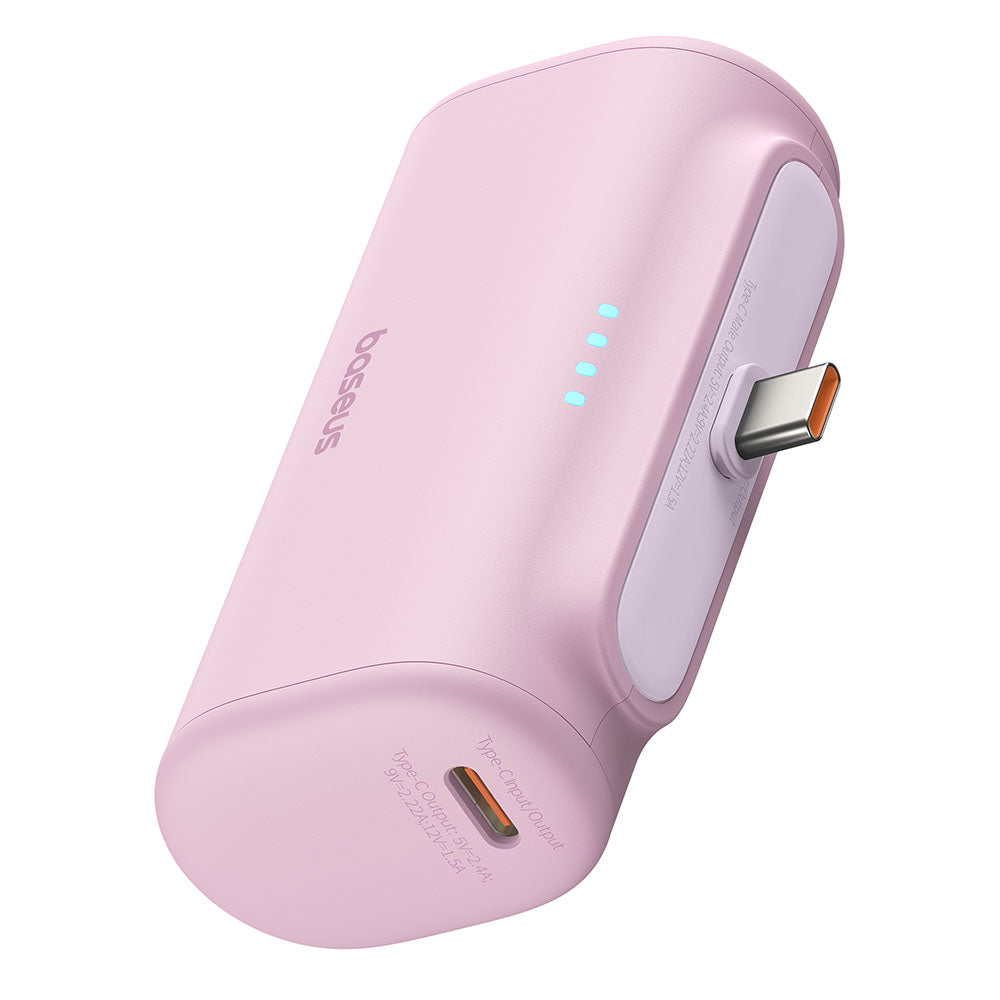 Externe Batterij Baseus Compact, 5000mAh, 20W, PD, 2 x USB-C, Roze P10068306413-00