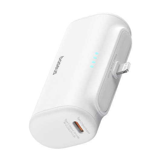 Externe Batterij Baseus Compact, 5000mAh, 20W, PD, 1 x Lightning - 1 x USB-C, Wit P10068307213-00