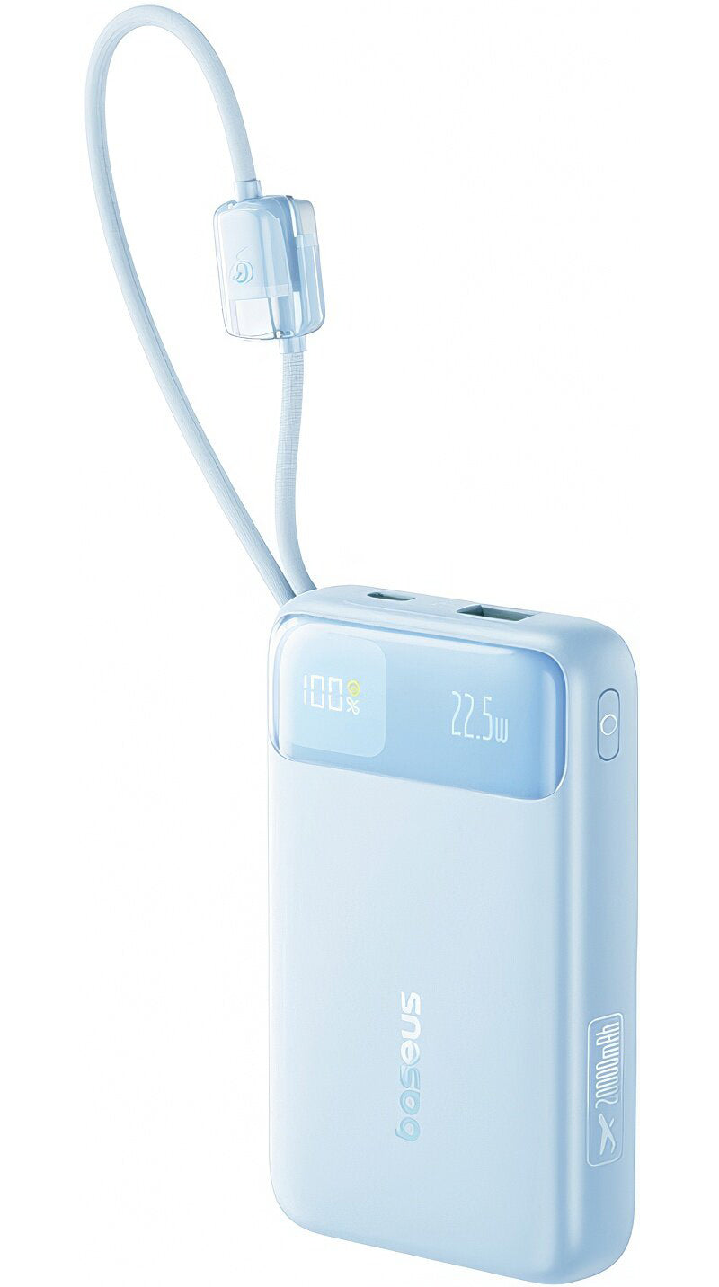Externe batterij Baseus EnerFill FC11, 20000mAh, 22.5W, QC + PD, 1 x Lightning - 1 x USB-A - 2 x USB-C, Blauw E0027S06