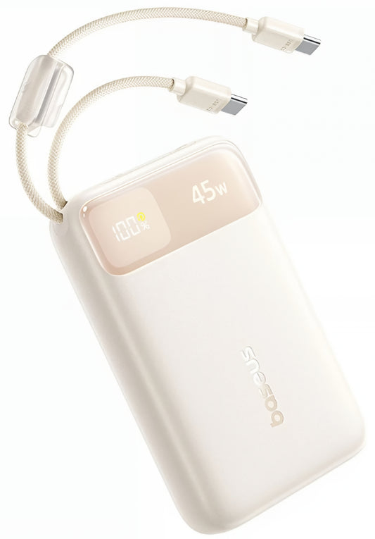 Externe batterij Baseus EnerFill FC11, 20000mAh, 45W, QC + PD, 1 x USB-A - 3 x USB-C, Beige E0031101