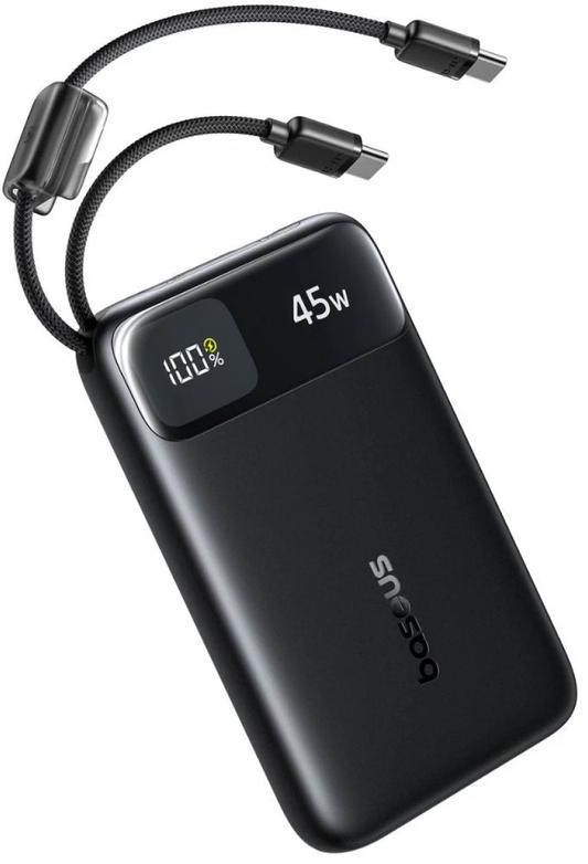 Externe batterij Baseus EnerFill FC11, 10000mAh, 45W, QC + PD, 1 x USB-A - 3 x USB-C, Zwart E0031000