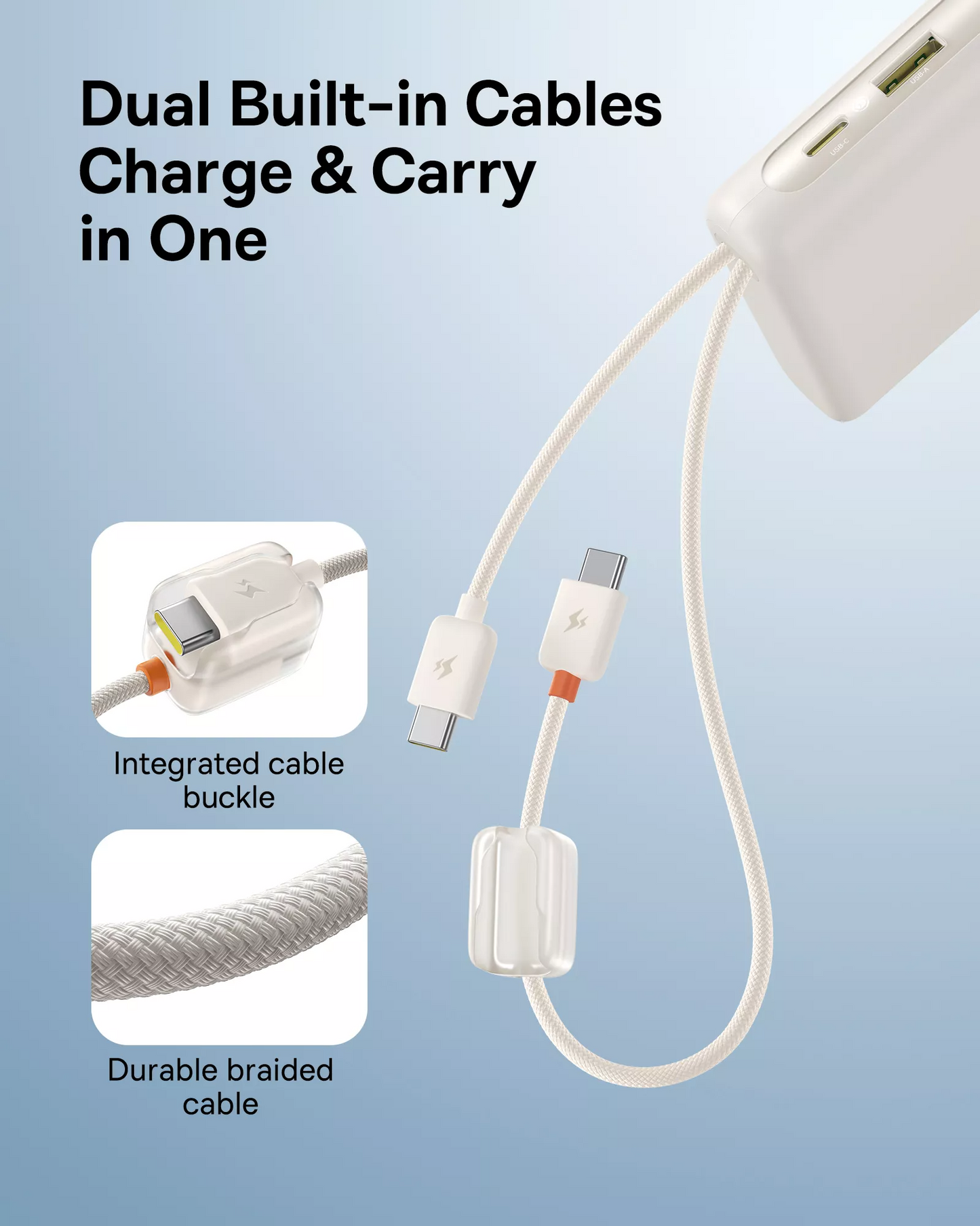 Externe batterij Baseus EnerFill FC41, 20000mAh, 100W, QC + PD, 1 x USB-A - 3 x USB-C, Wit E0028N04