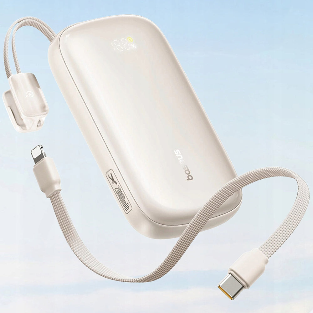 Baseus EnerFill FC21 Qpow 3 Ultra External Battery, 10000mAh, 22.5W, QC + PD, 1 x USB-A - 1 x USB-C, Beige E0027L01