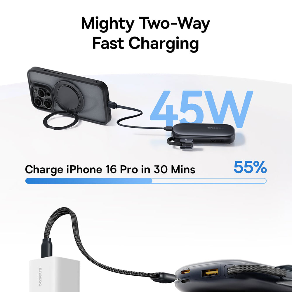 Externe Batterij Baseus EnerFill FC21 Qpow 3 Ultra, 10000mAh, 45W, QC + PD, 1 x USB-A - 1 x USB-C, Blauw E0027Q03