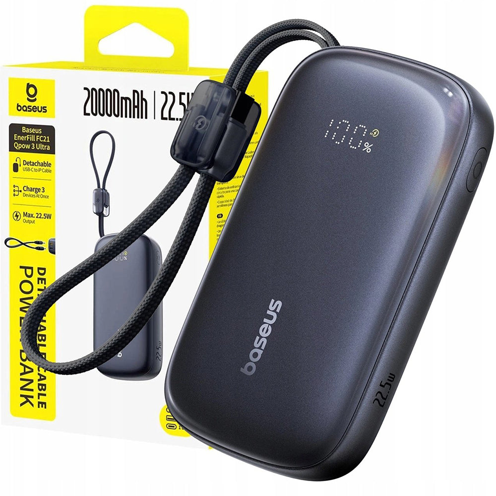 Externe Batterij Baseus EnerFill FC21 Qpow 3 Ultra, 20000mAh, 22.5W, QC + PD, 1 x USB-A - 1 x USB-C, Zwart E0027M00