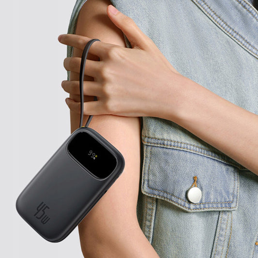 Externe Batterij Baseus EnerFill FC31 Qpow 3, 10000mAh, 45W, QC + PD, 1 x Lightning - 1 x USB-A - 2 x USB-C, Zwart E0028C00