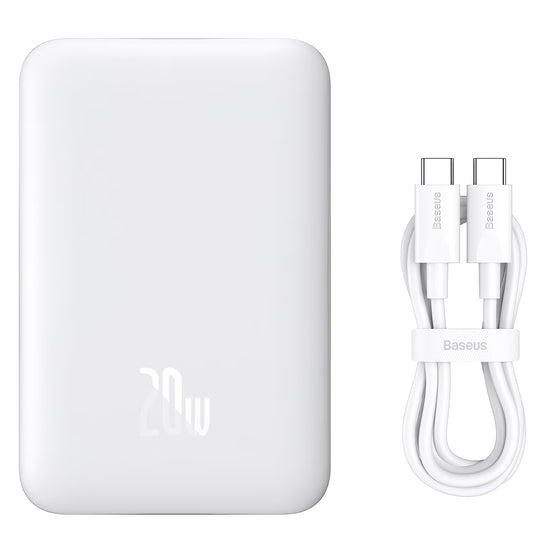Externe Batterij Baseus Magnetic Mini, 10000mAh, 20W, PD + FQI, 1 x USB-C, Wit P10059001223-00