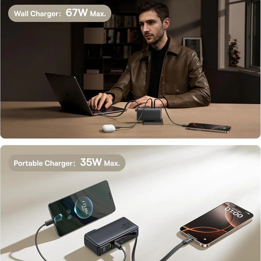 Externe Batterij Baseus Nomos NT11 Omni US, 10000mAh, 67W, QC + PD, 1 x USB-A - 2 x USB-C, Zwart P10078807123-00