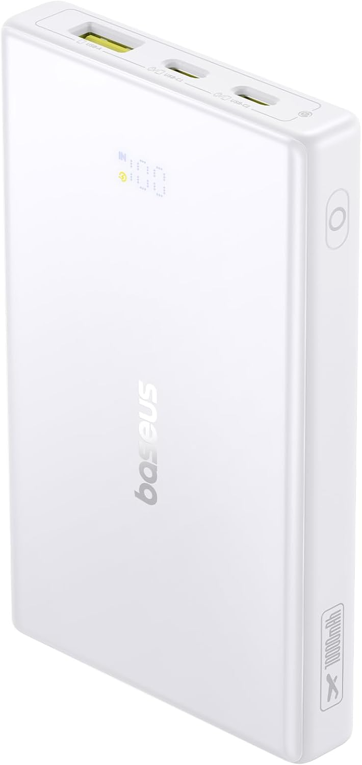 Baseus PicoGo External Battery, 10000mAh, 20W, QC + PD, 1 x USB-A - 2 x USB-C, White P10076801213-00