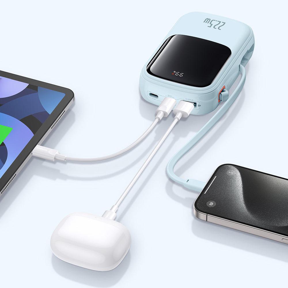 Externe Batterij Baseus Qpow Pro+, 20000mAh, 22.5W, QC + PD, 1 x USB-A - 2 x USB-C, Blauw P10067103313-00