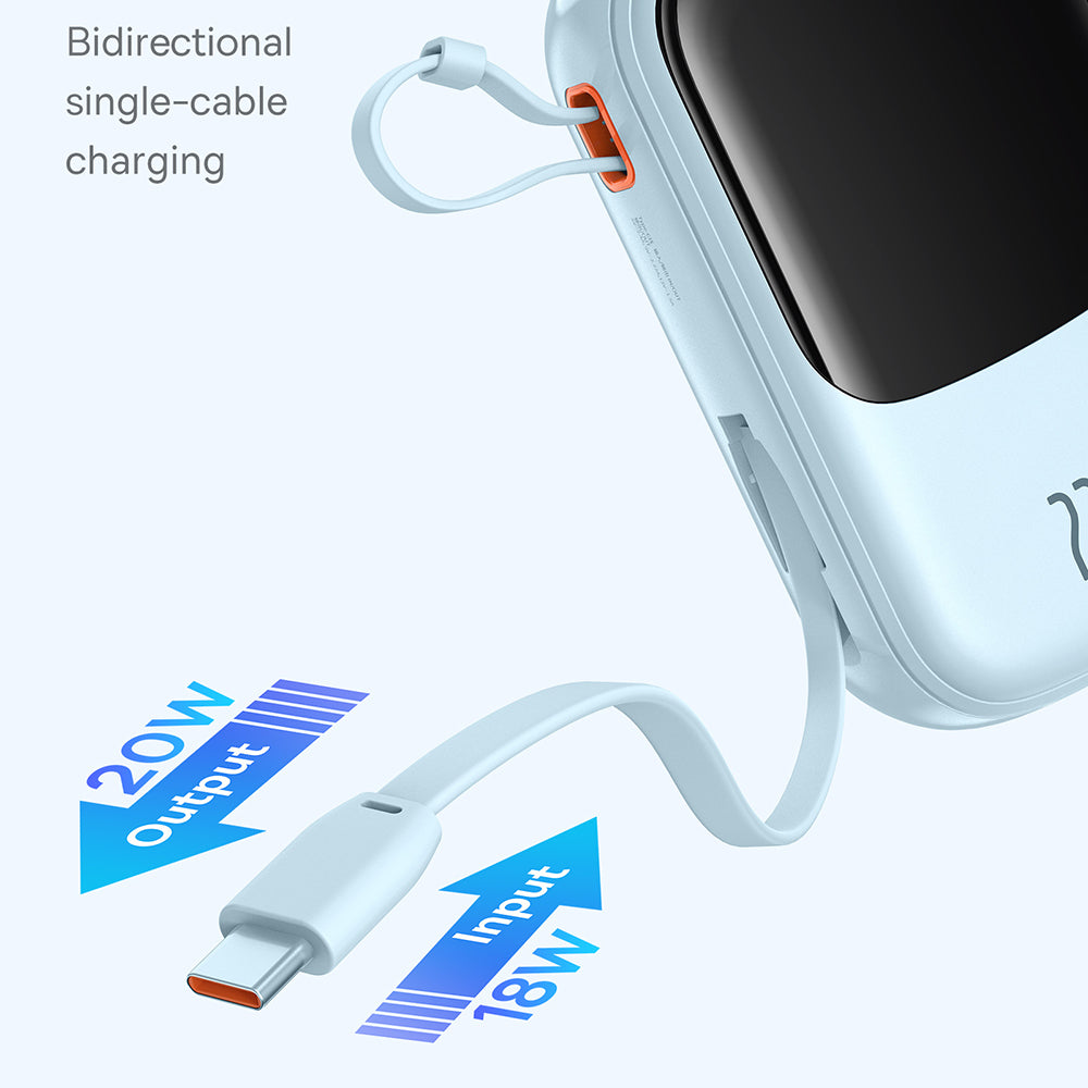 Externe Batterij Baseus Qpow Pro+, 20000mAh, 22.5W, QC + PD, 1 x USB-A - 2 x USB-C, Blauw P10067103313-00