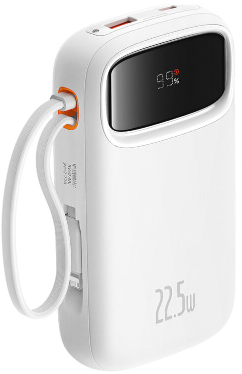 Externe Batterij Baseus Qpow2, 10000mAh, 22.5W, QC + PD, 1 x Lightning - 1 x USB-A - 2 x USB-C, Wit P10055003223-00