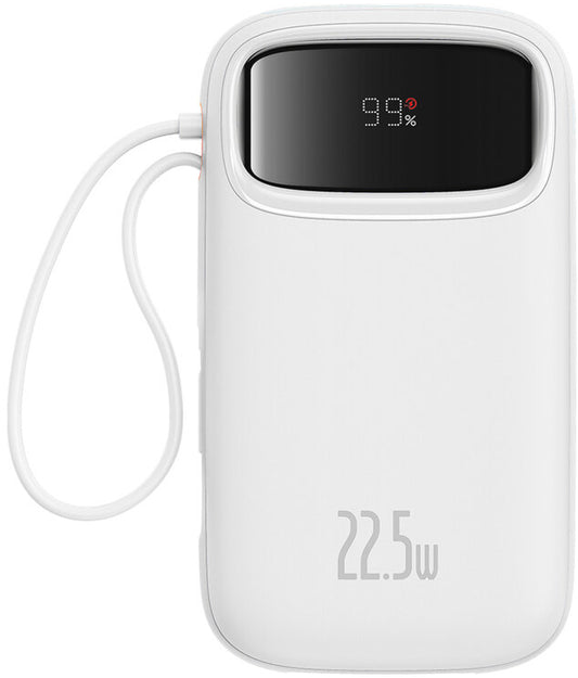 Externe Batterij Baseus Qpow2, 10000mAh, 22.5W, QC + PD, 1 x Lightning - 1 x USB-A - 2 x USB-C, Wit P10055003223-00