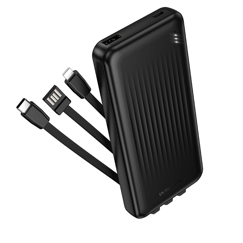 Externe Batterij Borofone BJ79 Clever, 10000mAh, 10W, 1 x Lightning - 1 x USB-A - 1 x USB-C, Zwart