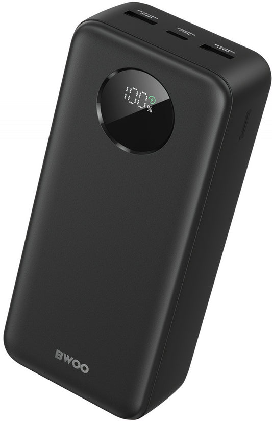 Externe Batterij BWOO BO-P64, 30000mAh, 22.5W, QC + PD, 1 x USB-C - 2 x USB-A, Zwart