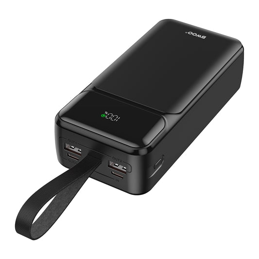 Externe Batterij BWOO BO-P66, 30000mAh, 65W, QC + PD, 1 x USB-C - 2 x USB-A, Zwart