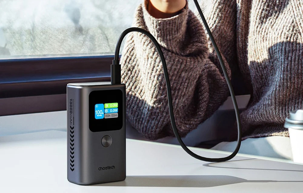 Externe Batterij Choetech B701, 10000mAh, 30W, QC + PD, 1 x USB-A - 2 x USB-C, Zwart