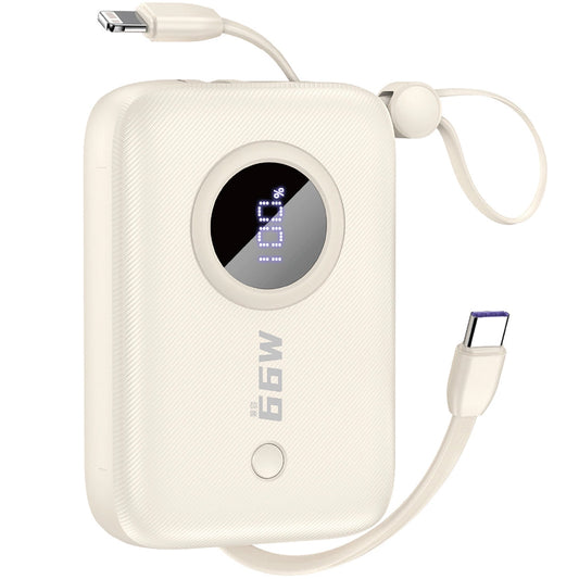 Dudao K14 externe batterij, 10000mAh, 66W, QC + PD, 1 x USB-A - 1 x USB-C, Beige