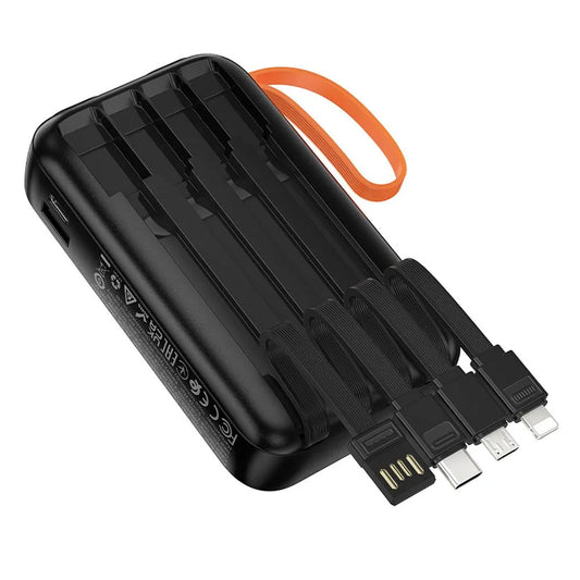 Externe Batterij HOCO J151, 10000mAh, 10W, 1 x Lightning - 1 x microUSB - 1 x USB-A - 1 x USB-C, Zwart